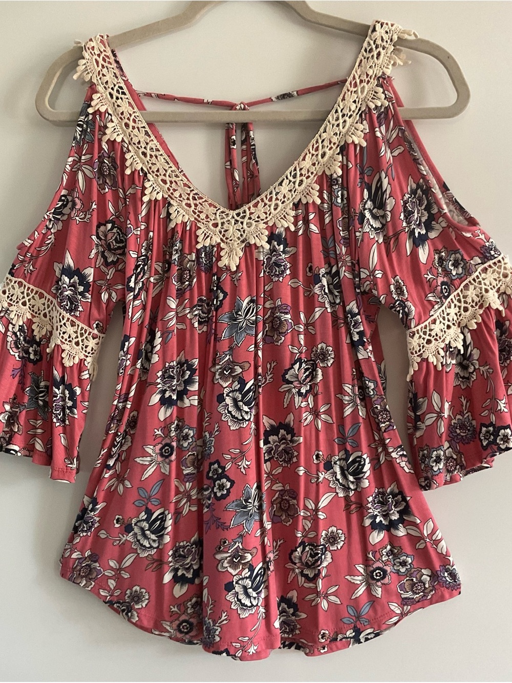 Always Indigo cold shoulder blouse